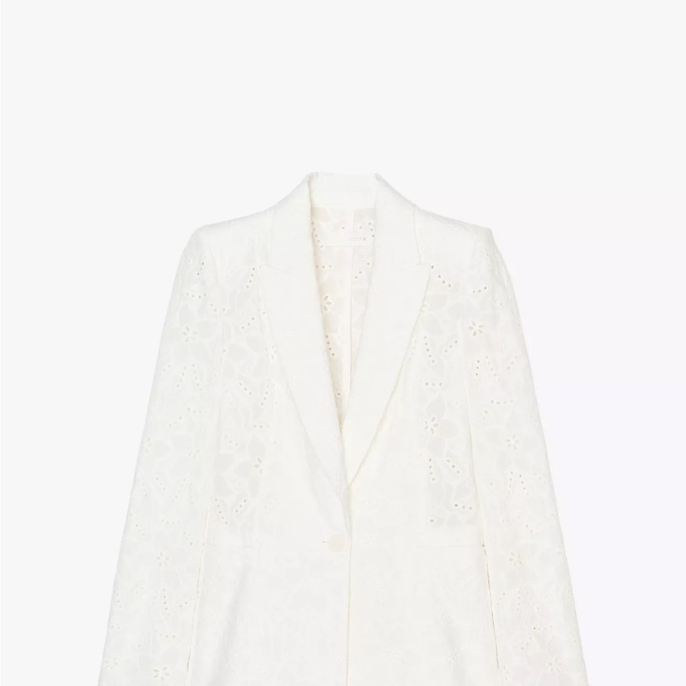 Zara White Floral Lace Blazer